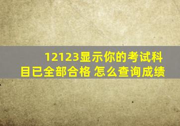 12123显示你的考试科目已全部合格 怎么查询成绩